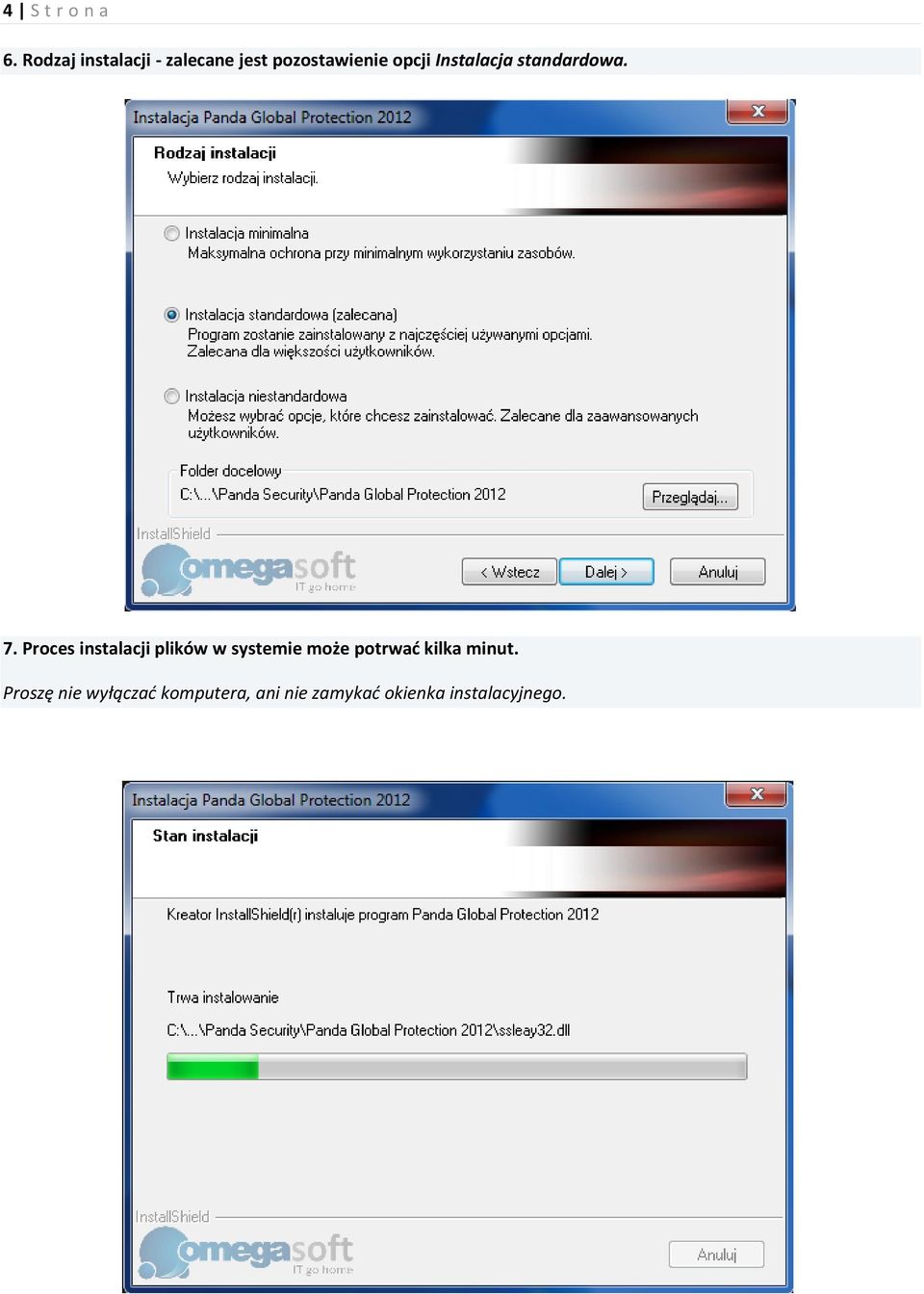 Instalacja standardowa. 7.