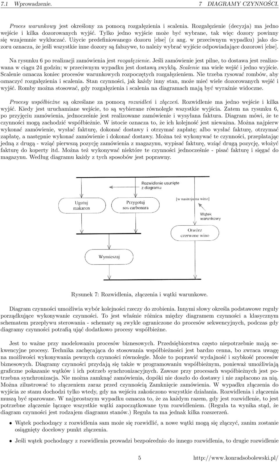 w przeciwnym wypadku) jako dozoru oznacza, że jeśli wszystkie inne dozory są fałszywe, to należy wybrać wyjście odpowiadające dozorowi [else]. Na rysunku 6 po realizacji zamówienia jest rozgałęzienie.