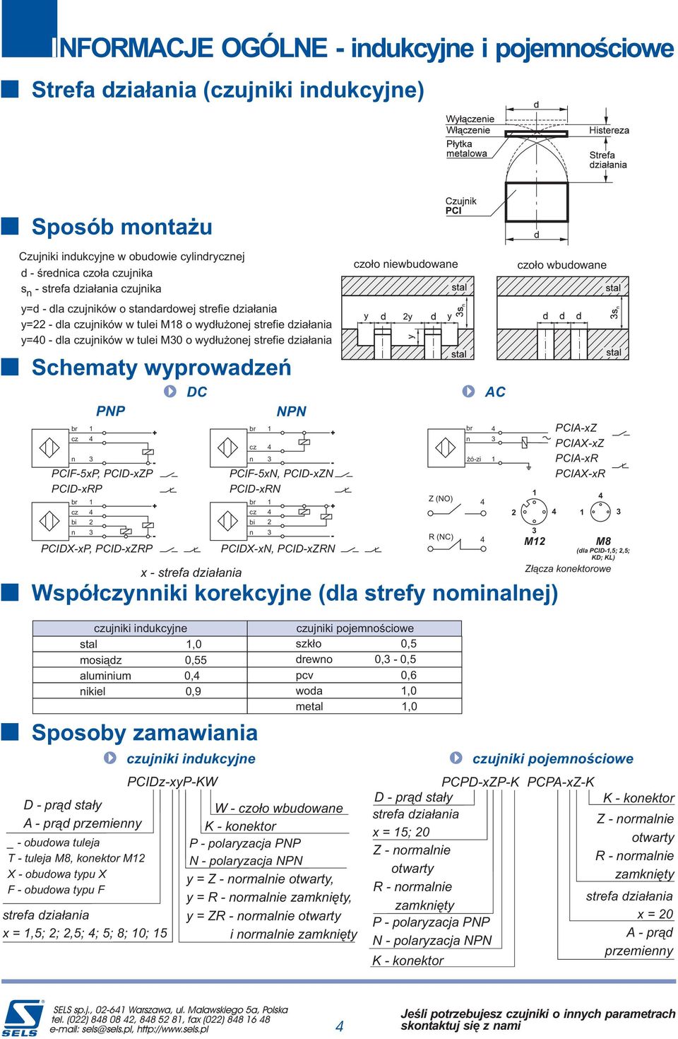 stal,0 mosi¹dz 0, alumiium 0, ikiel 0,9 posoby zamawiaia D pr¹d sta³y A pr¹d przemiey strefa dzia³aia x =,; ;,; ; ; 8; 0; PCIFxP, PCIDxZP PCIDxRP PCIDXxP, PCIDxZRP _ obudowa tuleja T tuleja, koektor