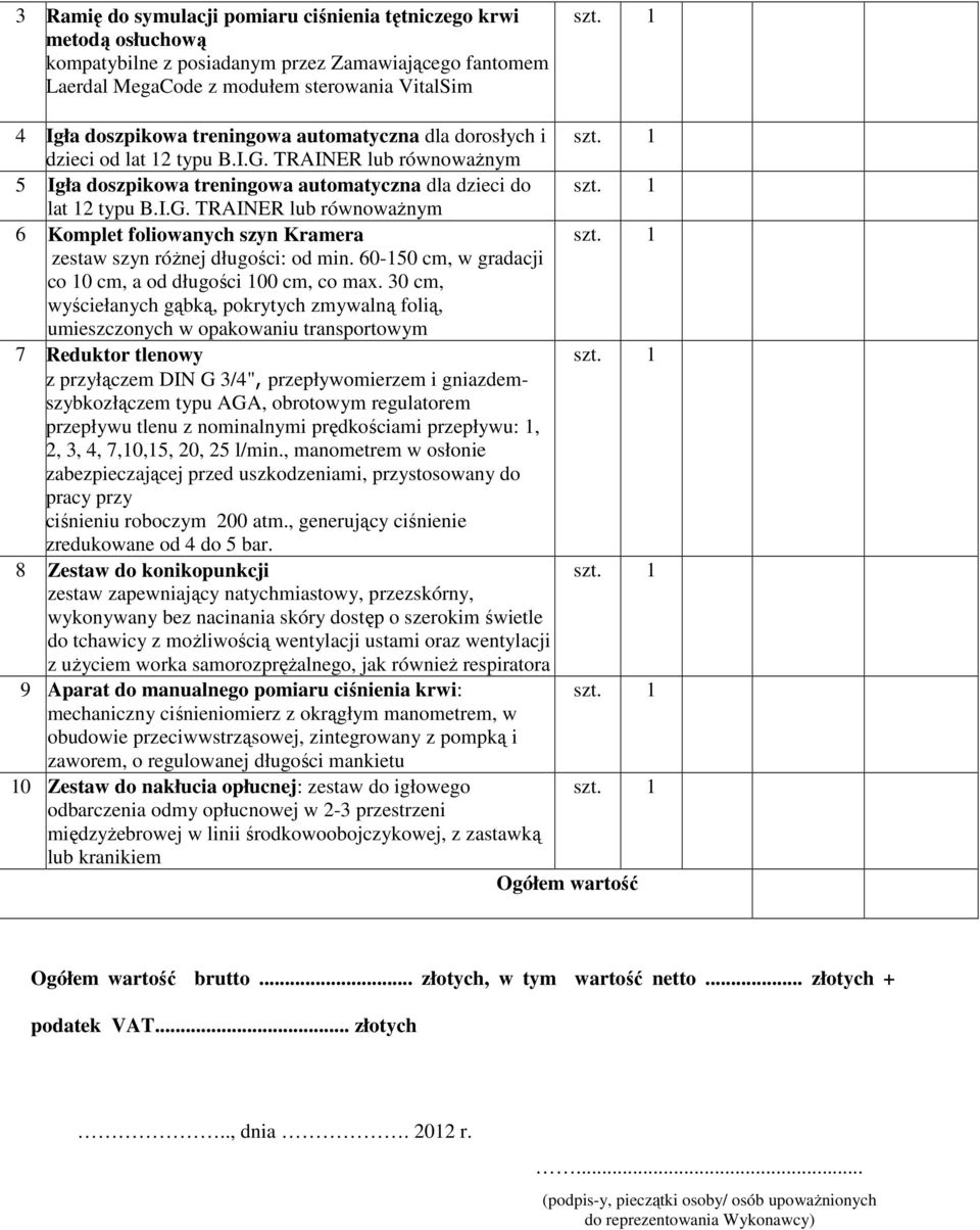 60-150 cm, w gradacji co 10 cm, a od długości 100 cm, co max.