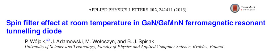 3 Filtr spinowy Rezonansowa dioda tunelowa (RTD) GaN/GaMnN o strukturze warstwowej (planarnej) Polaryzacja spinowa pr du j σ = g sto± pr du dla σ =,.