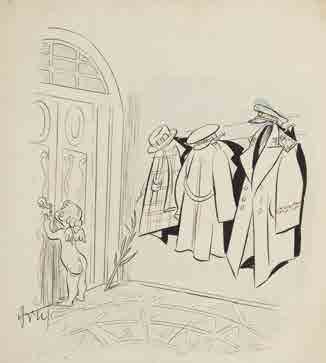 153 KAZIMIERZ GRUS (1885-1955) Trzy współoprawne ilustracje satyryczne akwarela, tusz/papier, 41 x 29 cm pierwszy sygnowany p.d.