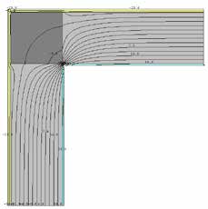 DETAL 37 Naroże zewnętrzne ze słupem żelbetowym. Grubość ściany 36 cm. Tablica 6.37. Obliczone parametry cieplno-wilgotnościowe węzła.