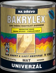 BAKRYLEX LAK UNIVERZÁL V1302 Lakier uniwersalny, wodorozcieńczalny matowy lub w połysku Lakier Bakrylex jest stosowany do lakierowania twardego i miękkiego drewna, części mebli, drewnianych okładzin,