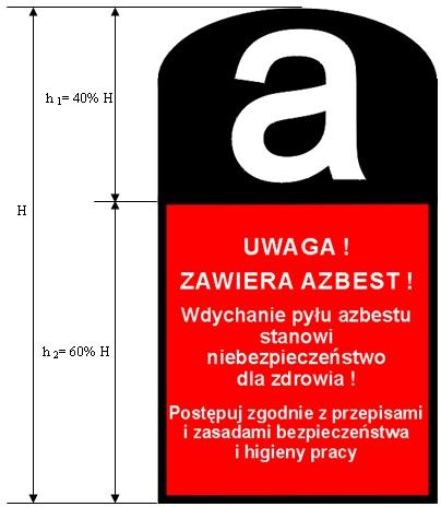 Rys. nr 4. Wzór oznakowania instalacji lub urządzeń zawierających azbest oraz rur zawierających azbest. W ww.