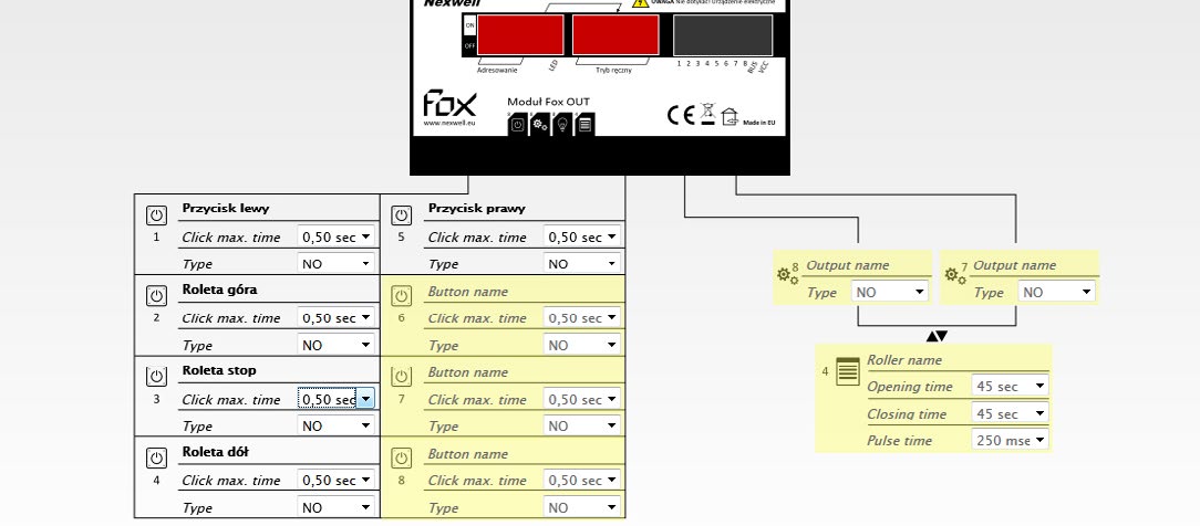 4 Konfiguracja Moduł Fox OUT należy konfigurować za pośrednictwem komputera PC oraz aplikacji FoxMaker. Aplikacja FoxMaker posiada licencję freeware i można ją pobrać ze strony producenta www.nexwell.
