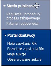 Rysunek 4 Możliwości dostosowania wyglądu menu Użytkownicy mogą określić pozycję sekcji w menu. W tym celu należy chwycić wybraną sekcję, a następnie przeciągnąć ją we właściwe miejsce menu.