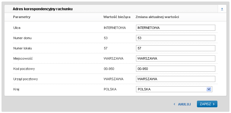 Automatycznie zostanie wyświetlony formularz umoŝliwiający aktualizację poszczególnych danych (Rys. 21). Po wprowadzeniu aktualizacji naleŝy wybrać przycisk <Zapisz>. Rys. 3.