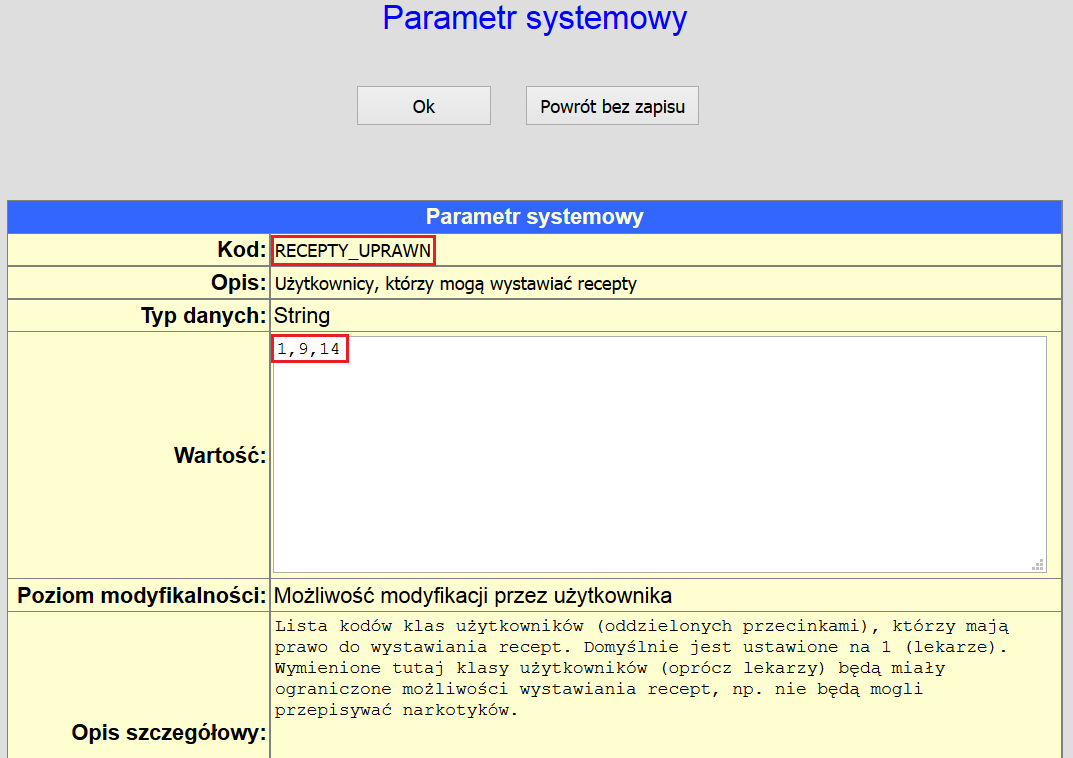 Nowo dodanej klasie Pielęgniarka/Położna z uprawnieniami do wydawania recept należy dodać odpowiednie uprawnienia.