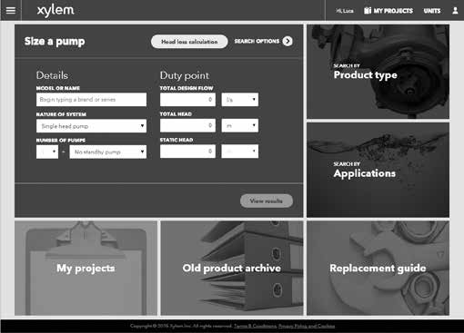 DOKUMENTACJA I WYBÓR INNYCH PRODUKTÓW Xylect TM Xylect TM to oprogramowanie do wyboru pomp z rozbudowaną bazą on-line informacji o produktach zawierającą pełną ofertę pomp Lowara oraz powiązanych