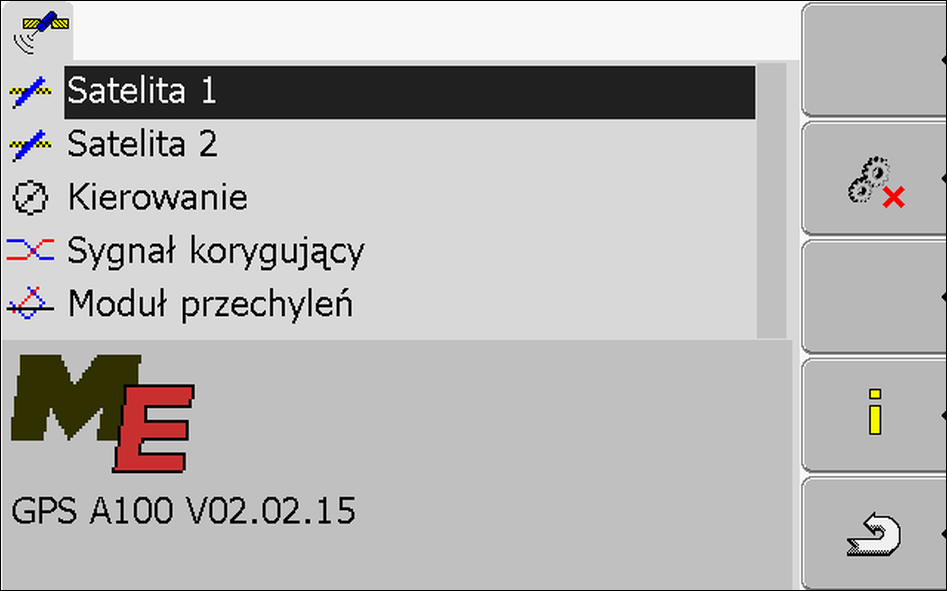 7 Konfigurowanie terminalu w aplikacji Service Konfigurowanie modułu przechyleń "GPS TILT-Module" 1. Przejść do ekranu "GPS": Service Pojawia się następujący ekran: 2. - kliknąć na wybrany parametr.