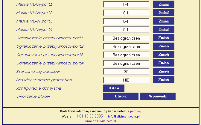 4) Ustawienie przynależności do danego VLAN Rys. 9. Okno konfiguracji portu Ethernet, ekran drugi.