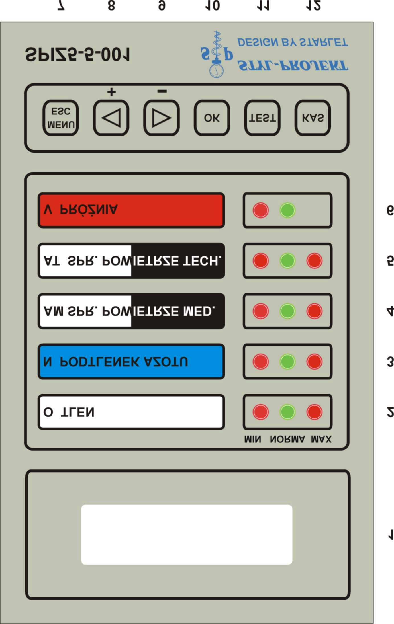 Zabezpieczenie układu elektronicznego panelu sygnalizacyjnego stanowi bezpiecznik topikowy rurkowy o maksymalnym prądzie znamionowym 500 ma, umieszczony w gnieździe z przeźroczystą osłoną, na