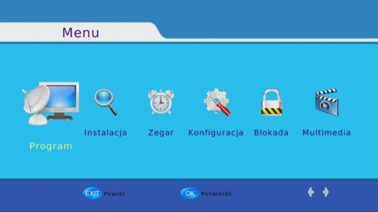 URUCHOMIENIE ODBIORNIKA Podczas pierwszego uruchomienia odbiornika lub po przywróceniu do ustawie fabrycznych, pojawi si ekran PRZEWODNIK INSTALACJI.