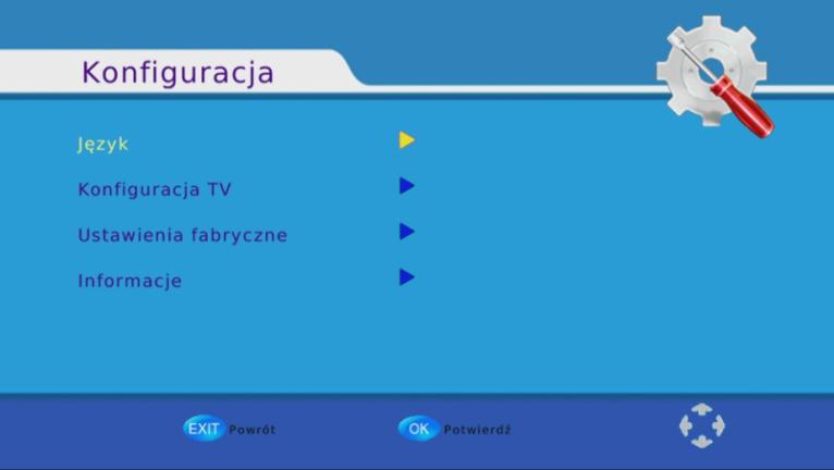 Kraj Wybór kraju Zasilanie anteny Wybierz "Zasilanie anteny" a nast pnie naci nij przycisk OK" Gdy Zasilanie LNB" jest ustawione na "W czone", antena jest zasilana napi ciem 5V.