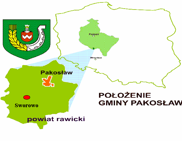 Fot.Położenie Gminy Pakosław i wsi Sworowo 2. Inwentaryzacja zasobów służącą ujęciu stanu rzeczywistego. 2.1 Podstawowa charakterystyka i cechy Gmina Pakosław położona jest na południu Niziny Wielkopolskiej, na wysokości około 100 metrów n.