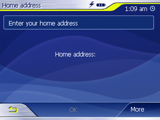 Nawigacja Wyświetla się menu Settings (Ustawienia). Naciskać na przycisk, aż wyświetli się przycisk Home address (Adres zamieszkania). Nacisnąć przycisk Home address (Adres zamieszkania).