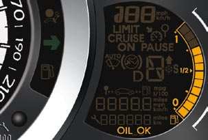 KONTROLA JAZDY Wskaźnik poziomu oleju silnikowego System informuje kierowcę o poziomie oleju silnikowego.