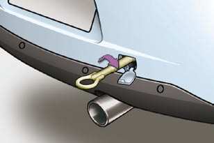 INFORMACJE PRAKTYCZNE HOLOWANIE SAMOCHODU Sposób postępowania w przypadku holowania samochodu lub holowania innego pojazdu, z użyciem zdejmowanego pierścienia.
