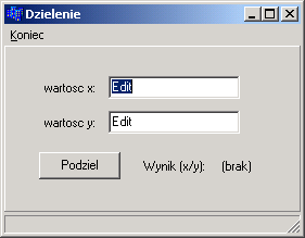 Programowanie Wizualno Obiektowe - zajęcia 5 (PWO_BCPP_5_1) 1 Programowanie Wizualno Obiektowe Zajęcia 5, część 1 Temat: Zadanie: Obsługa wyjątków.