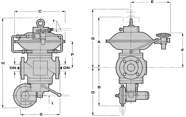 WYMIARY GABARYTOWE w mm - OVERALL DIMENSIONSin mm REVAL 182 + SB 82 Rozmiar 25 40 50 65 80 100 150 200 (DN) Size 1 1 1 /2 2 2 1 /2 3 4 6 8 S 183 223 254 276 298 352 451 543 A 320 350 350 430 430 470