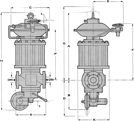 CT 268/PL/E WYMIARY GABARYTOWE w mm - OVERALL DIMENSIONSin mm REVAL 182 + DB 182 + SB 82 Rozmiar 25 40 50 65 80 100 150 200 (DN) Size 1 1 1 /2 2 2 1 /2 3 4 6 8 S 183 223 254 276 298 352 451 543 A 520