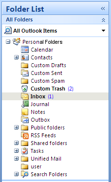 Korzystanie z Outlooka wraz z OXtenderem 2 dla Microsoft Outlooka - krótki przewodnik Kalendarz Rysunek 1.1. Lista folderów Outlooka wraz z folderami Open-Xchange. 1.3.