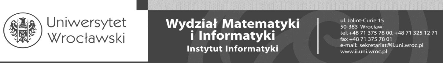 II.023.1.2016/MW SPRAWOZDANIE Z DZIAŁALNOŚCI JEDNOSTKI ZA ROK 2015 Nazwa jednostki Instytut Informatyki Skrócona nazwa jednostki np.