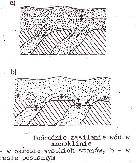 Wody podziemne w monoklinie Zasilanie bezpośrednie