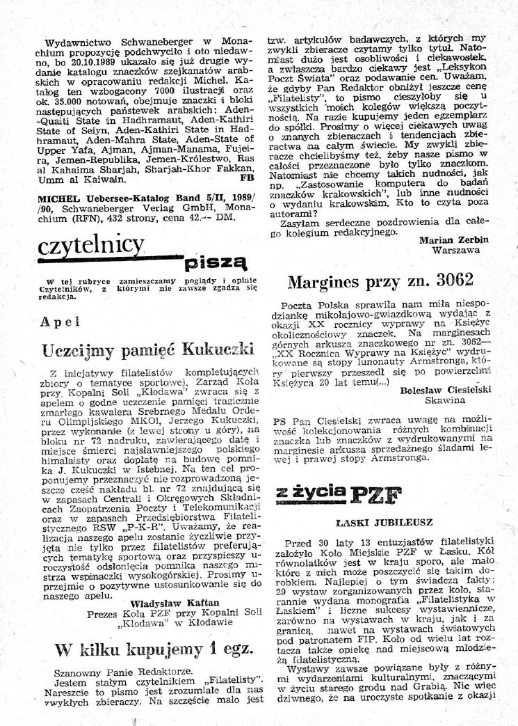 Wydawnictwo Schwaneberger w Monachium propozycję podchwycito i oto niedawno, bo 20.10.1989 kikmak, się już drugie wydanie katalogu znaczków szejkanatów arabskich w opracowaniu redakcji Michel.