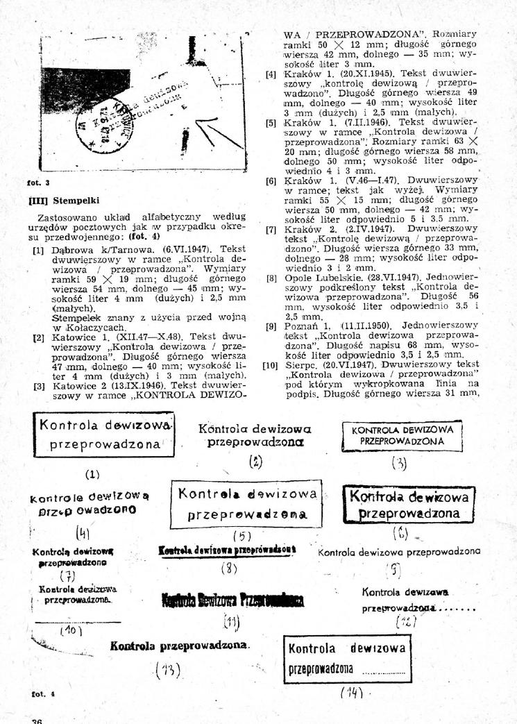 oa KOL 3 Stempelki Zastosowano układ alfabetyczny według urzędów pocztowych jak w przypadku okresu przedwojennego: (fot. 4) [1] Dąbrowa k/tarnowa. (6.VI.1947).