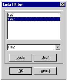 Interfejs użytkownika dokumentacja AslView przycisk obok pola adapterów dla szukania serwerów powoduje otwarcie okna adapterów dla szukania serwerów, przycisk obok pola filtrów powoduje otwarcie okna