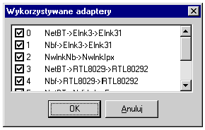 dokumentacja AslView Interfejs użytkownika Okno pozwala wybrać adaptery wykorzystywane przez moduł sieciowy ASLINK.