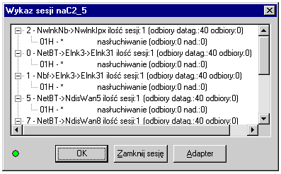 dokumentacja AslView Interfejs użytkownika Okno pokazuje numery logicznych adapterów zdefiniowane w systemie operacyjnym oraz związane z nimi protokoły sieciowe.