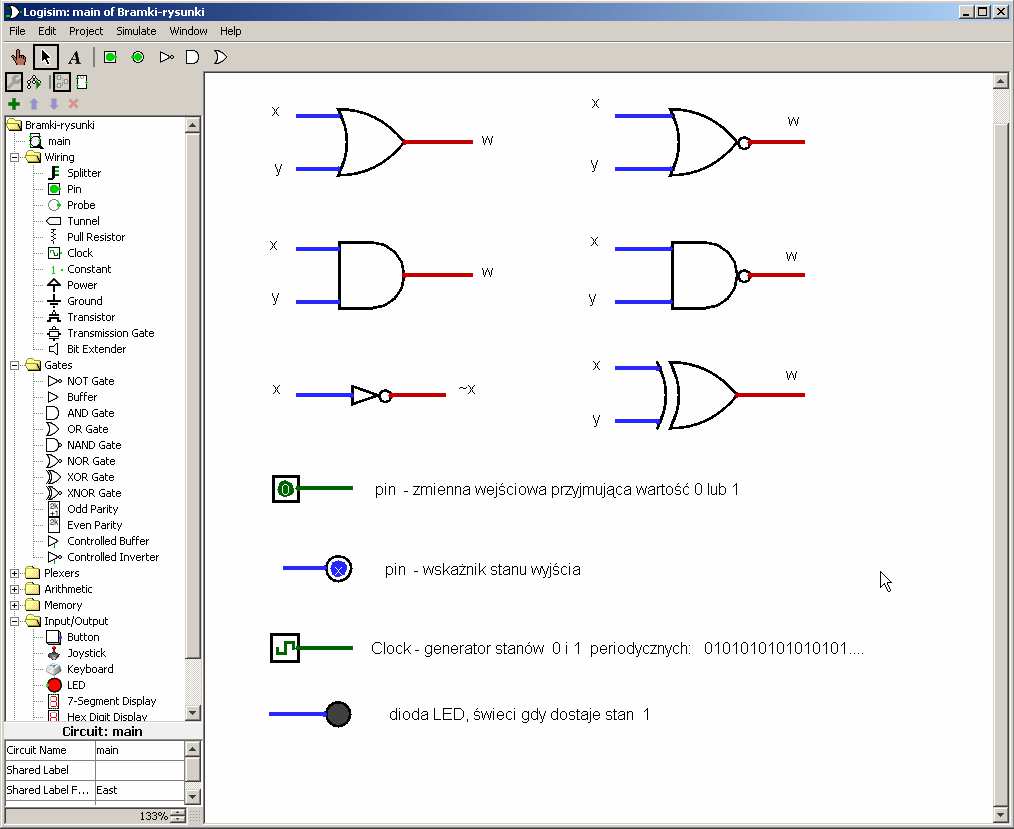 Jak to pracuje symulator układów logicznych Logisim http://www.cburch.com/logisim/ - program na licencji GPL (free!