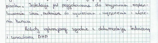 Przykład 2 Najczęściej w opisie technicznym pomijano informacje dotyczące: materiału z jakiego należało wykonać kanał boczny oraz jego średnicy. Wielu zdających nie opisało sposobu łączenia rur. Ad.