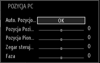 Konfigurowanie ustawień obrazu PC Konfigurowanie ustawień obrazu PC (*) (*) W trybie VGA/PC, niektóre opcje w menu obrazu będą niedostępne.