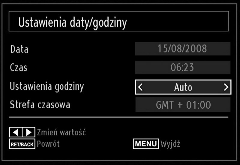 Ustawianie timerów, ustawianie daty/godziny Timery Proszę nacisnąć przycisk MENU i wybrać ustawienia, używając przycisków w lewo lub w prawo. Proszę nacisnąć przycisk OK, aby wejść do menu ustawień.