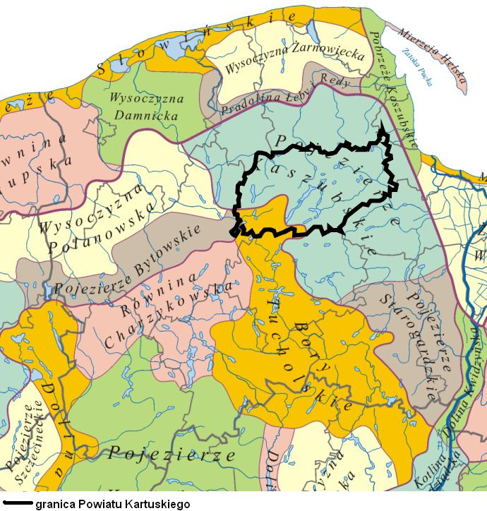 Green Key Program Ochrony Środowiska dla Gminy Sulęczyno 2.2. POŁOŻENIE GEOGRAFICZNE Zgodnie z fizyczno - geograficzną regionalizacją Polski, wg J.