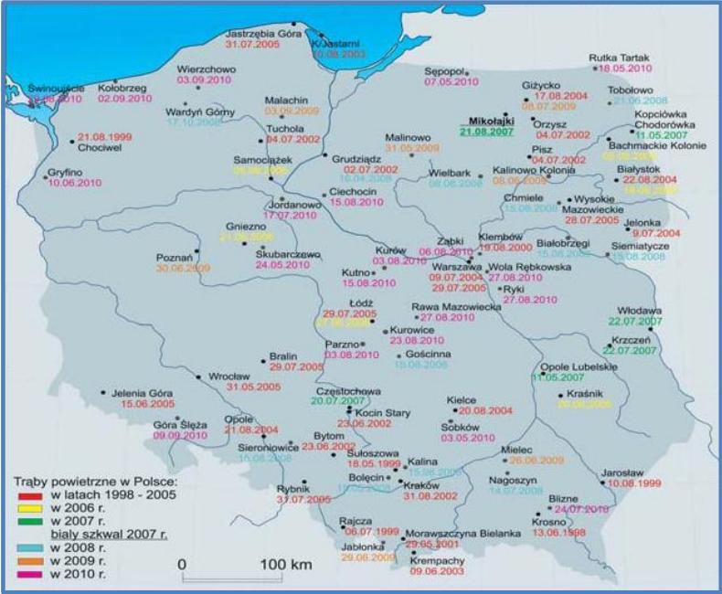 Program Ochrony Środowiska dla Gminy Sulęczyno Green Key Ryzyko wystąpienia gwałtownych zjawisk atmosferycznych określa się więc jako prawdopodobne. Ryc. 12.