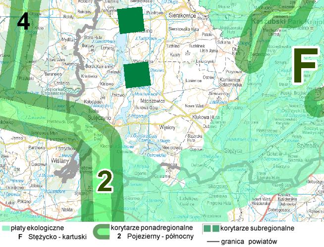 Green Key Program Ochrony Środowiska dla Gminy Sulęczyno Wszystkie korytarze ekologiczne należy uwzględniać w planowaniu i zagospodarowaniu przestrzennym, np.