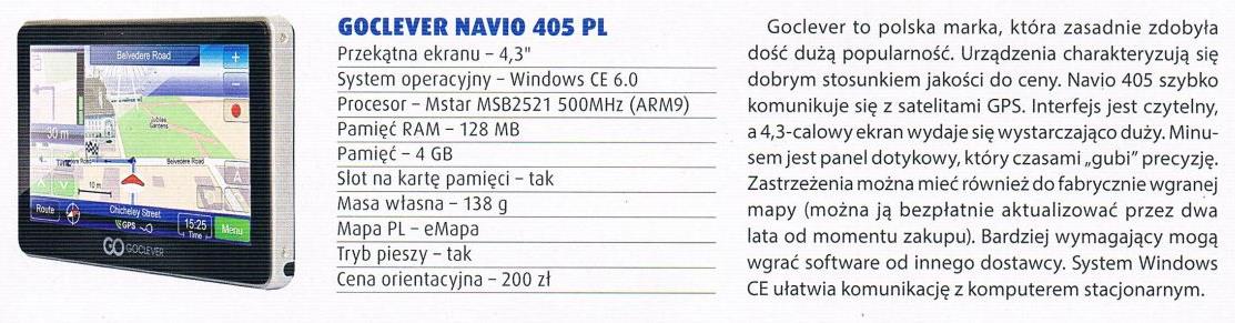 Artykuł: Niezbędnik: Jak nie zbłądzić przegląd nawigazji GPS (Goclever NAVIO 405 PL) w Off Road Magazyn 4x4 magazyn motoryzacyjny (35 000 egz) Goclever to polska marka, która zasadnie zdobyła dość