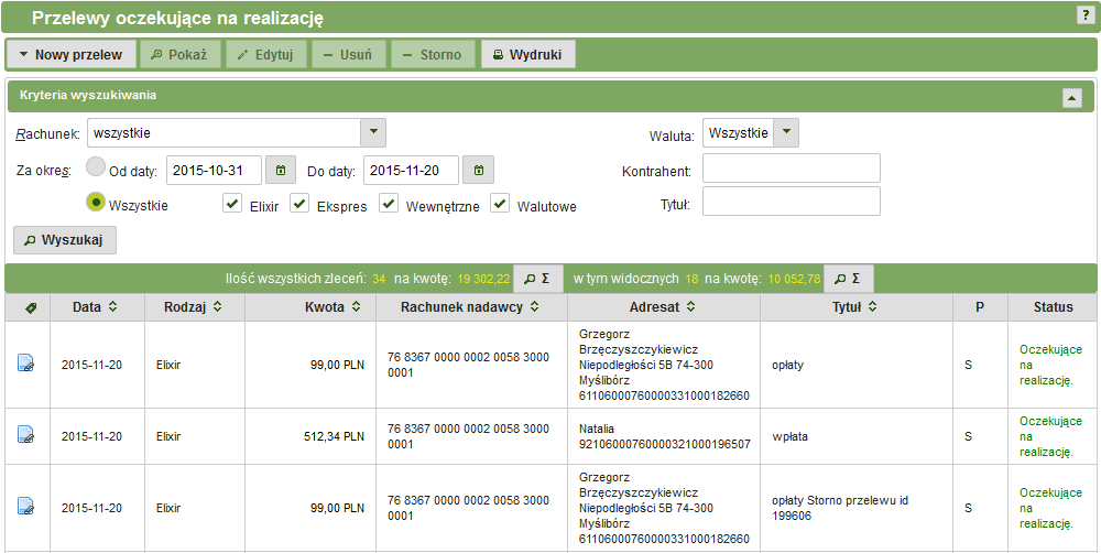 Rys. 48: Przelewy oczekujące 3.4.1.