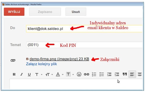 Przykłady dla tematu wiadomości: (1234a) 10/2012 dokument trafi do października 2012, (1234a) -1 dokument trafi do miesiąca poprzedniego niż bieżący, (1234a) dokument zostanie dodany do bieżącego