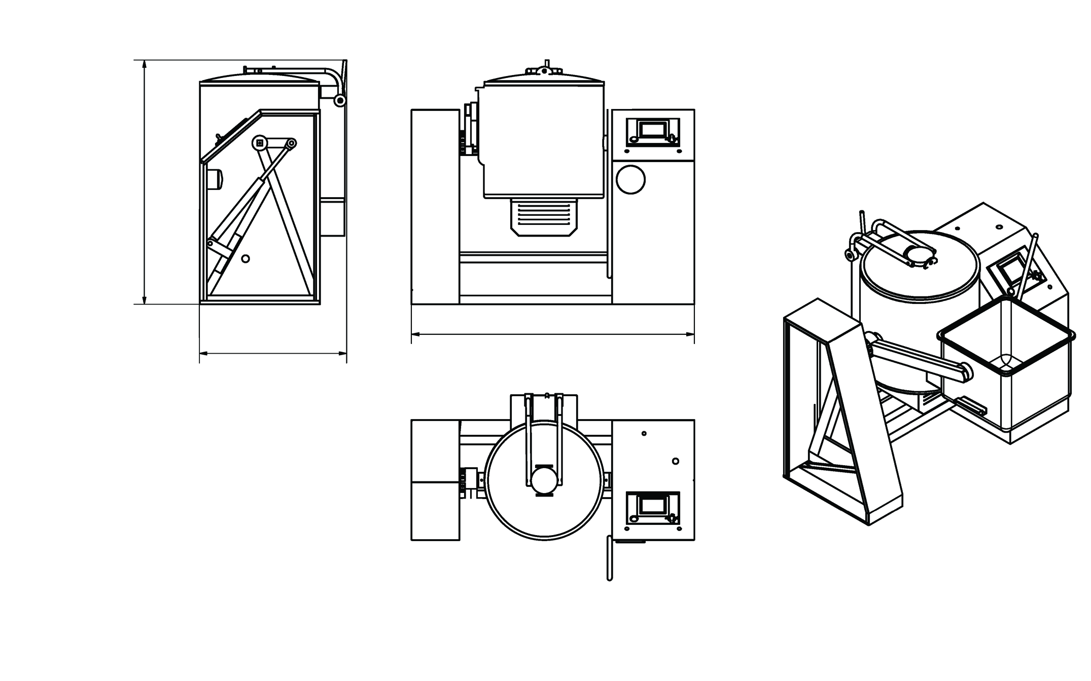 RO EN Malaxor MA MIXER MA Descriere: realizat din otel inoxidabil rezistent la acizi; Microprocesor Mitsubishi cu senzori; Desschidere hidraulica a capacului; Inclinarea cuvei hidraulica; Asigura