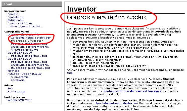 Darmowe oprogramowanie dla studentów http://students.autodesk.com/?nd=assistance_pol https://registeronce.