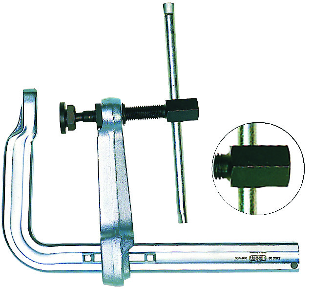 Ściski śrubowe Magnesy - Ściski - Imadła Bessey. Zestaw różnych, bardzo mocnych ścisków śrubowych SLV. Siła ścisku do 6500 N. Centralne usytuowanie zapobiega przewracaniu się trzymanego przedmiotu.
