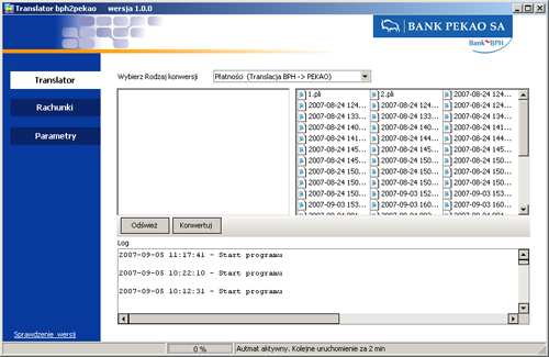 4.3. Krok 3 Translacja Zakładka umoŝliwia przeglądanie logów programu lub dokonania ręcznej translacji.