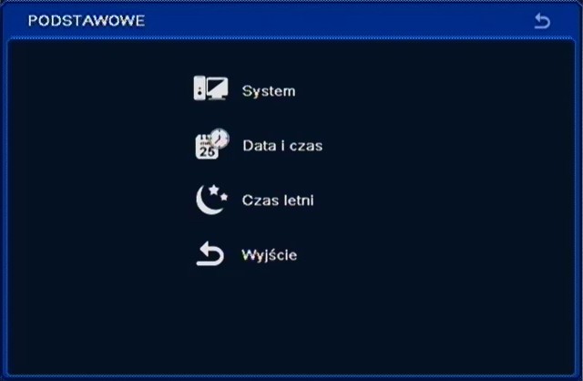 NDR-BA3208 i NDR-BA3416 Instrukcja obsługi wer.1.0 KONFIGURACJA REJESTRATORA 5.1. Ustawienia Po wybraniu z głównego menu pozycji USTAWIENIA pojawi się poniższy ekran.