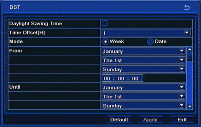 RECORDER S CONFIGURATION NDR-BA3208,NDR-BA3416 User s manual ver.1.0 5.1.1.2. Date and time Selecting DATE/TIME under BASIC sub-menu displays the following screen: Window allows to set time and date using navigation and ENTER buttons.